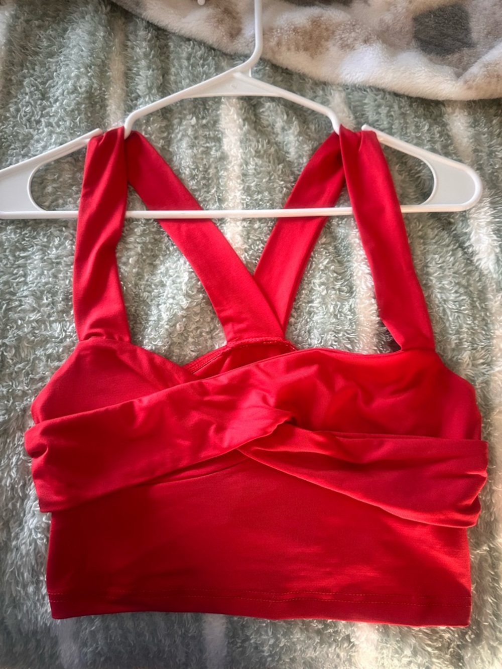 SHEIN Bright Red Crop Top with Twist Detail